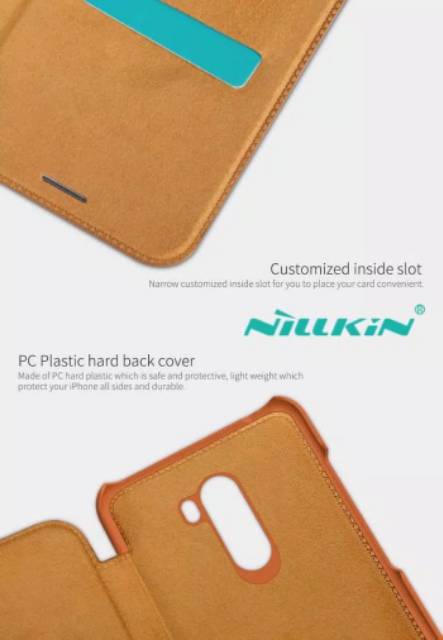 nillkin qin leather kulit flip wallet xiaomi Pocophone F1 cover case