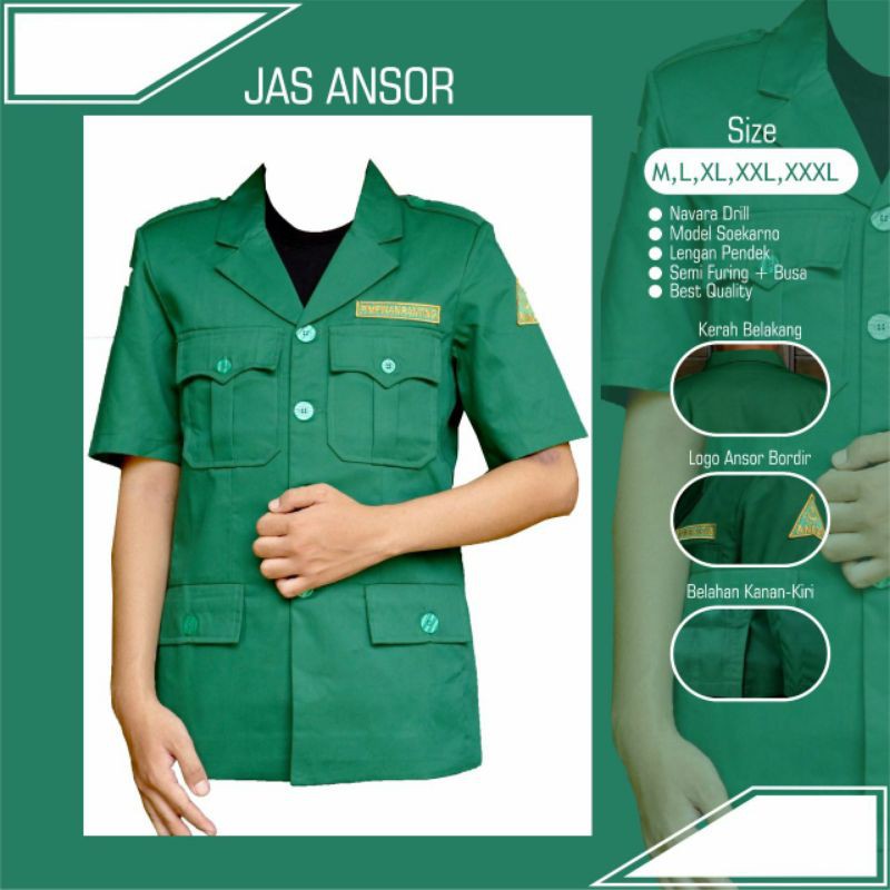 jaz ansor soekarno pendek jas ansor lengan pendek jaz ansor soekarno navara drill jaz lengan pendek