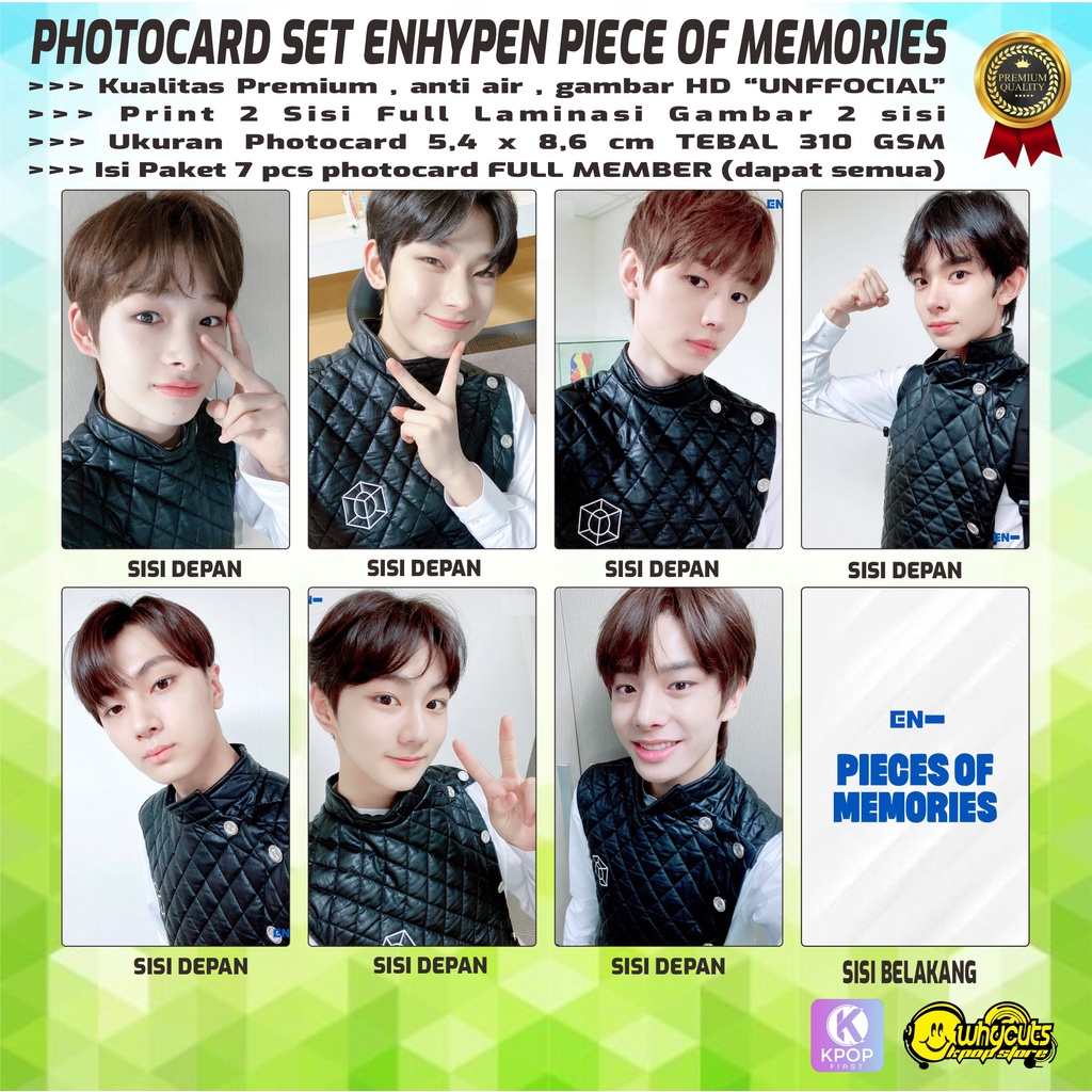 PHOTOCARD FULL SET PREMIUM ENHYPEN DILEMMA LIVE PHOTO SELFIE COLLECTION // FULL PRINT 2 SISI LAMINASI GLOSSY ISI 7 PCS