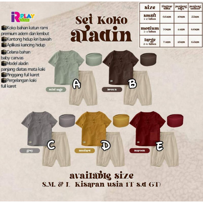 Best Seller /Set Koko Anak / Set Koko Aladin by Irplay