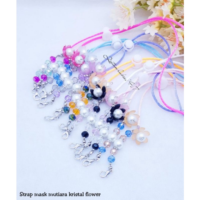 Strap mask mutiara kristal flower beli 10 free 2