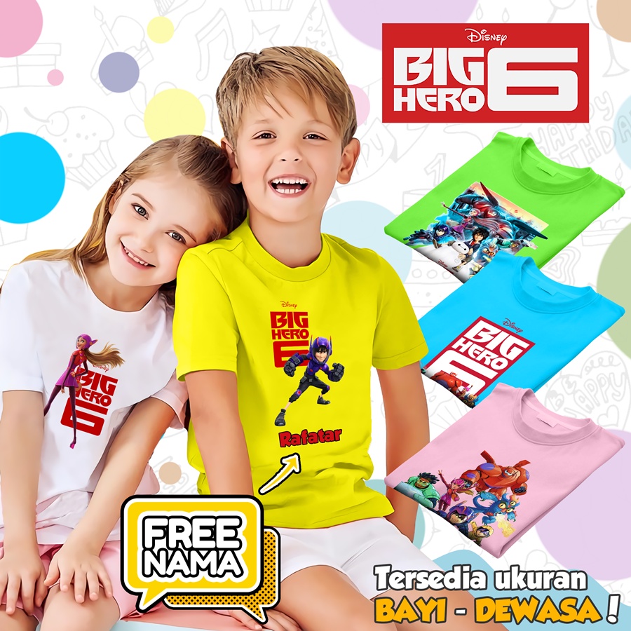 [FREE NAMA!!] Baju Kaos COUPLE  ANAK DAN DEWASA BIG HERO 6 BANYAK MOTIF