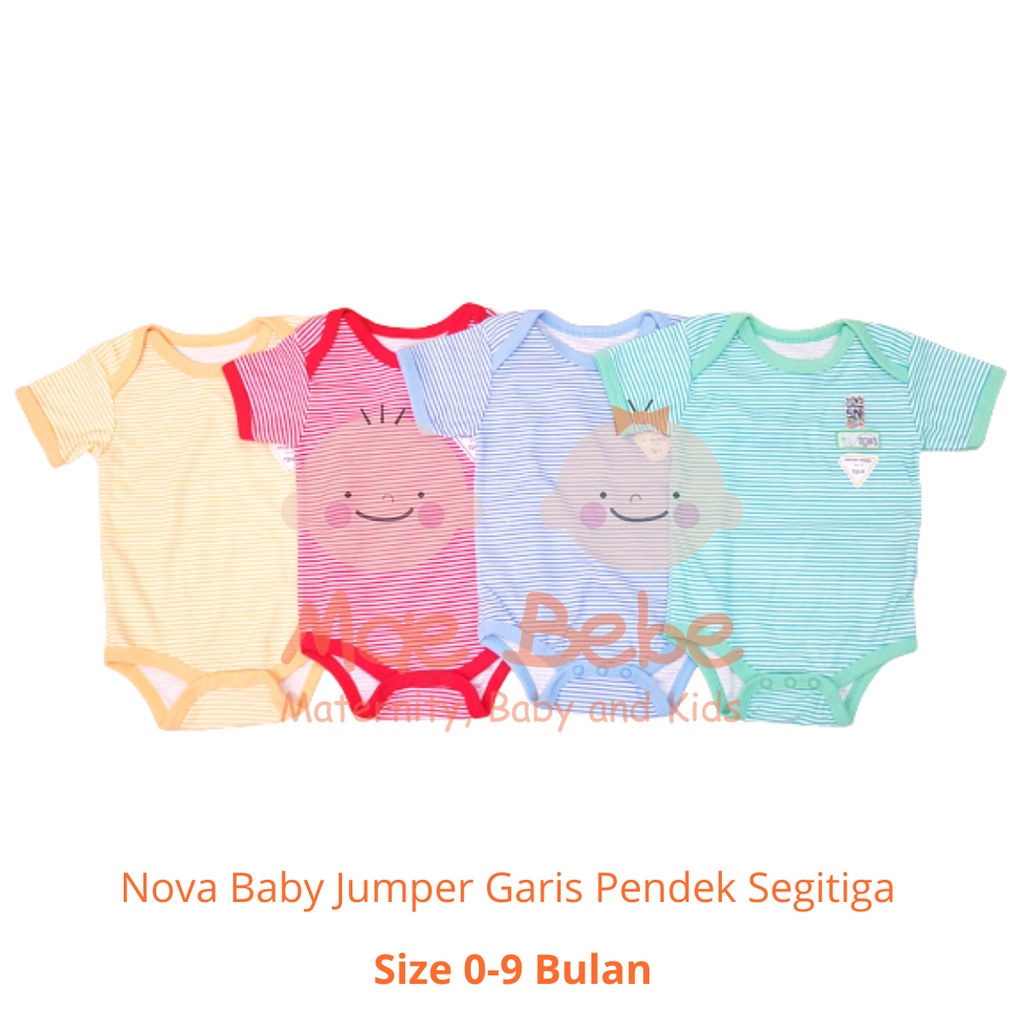 [Size 0-9m] Nova Baby Jumpsuit Segitiga Motif Garis Jumper Bayi