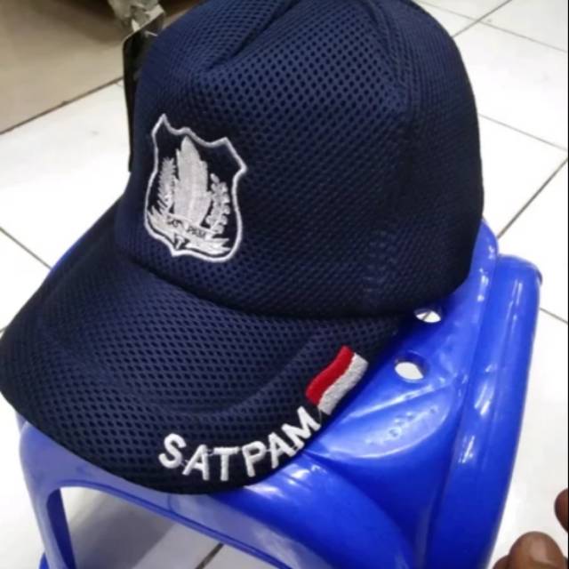 Topi security biru