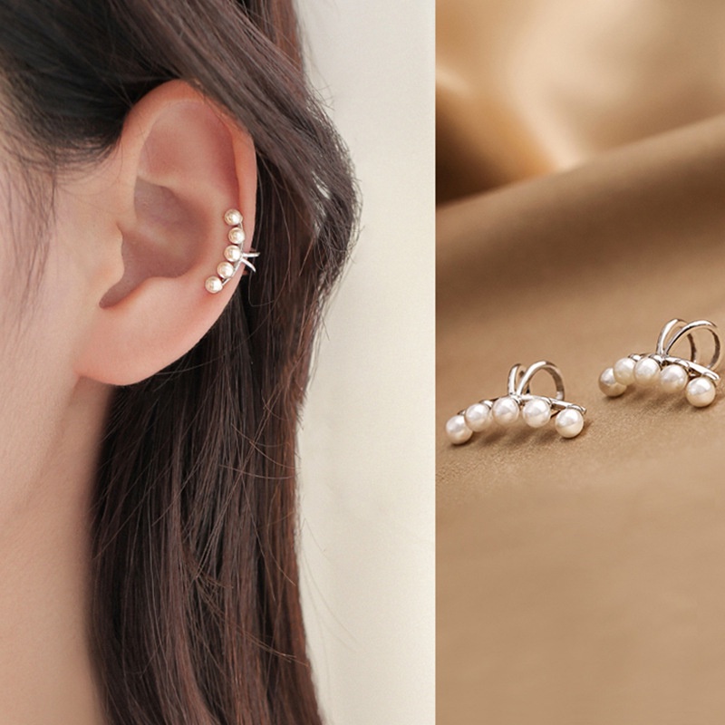 Plated 925 Silver Pearl Simple Elegant Earrings