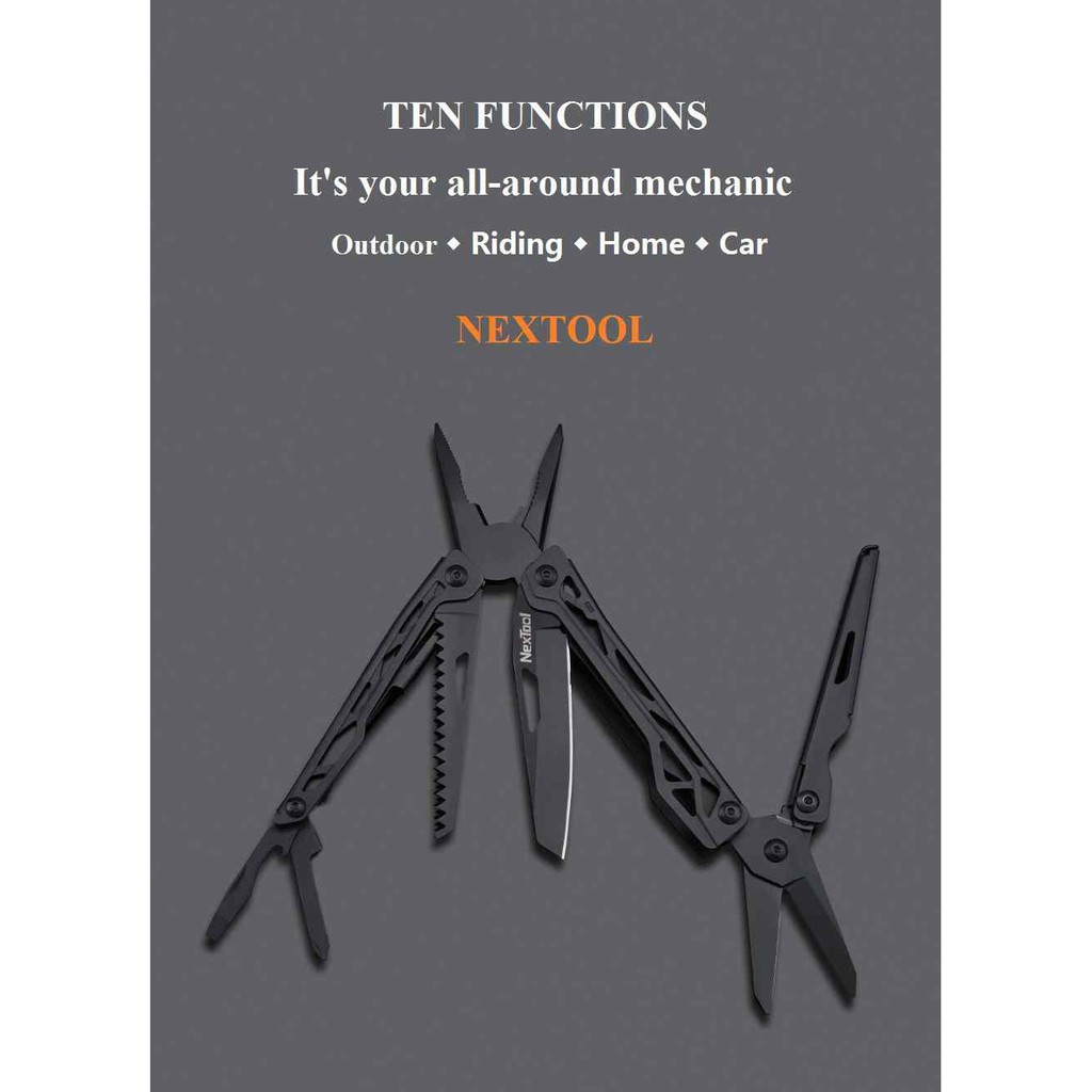 XIAOMI NEXTOOL 10 in 1 Outdoor Multifunction Foldable Tools - KT5024 - Pisau Lipat Multifungsi