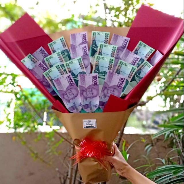 Large Standing Money Bouquet Bunga  Buket Bucket Uang  