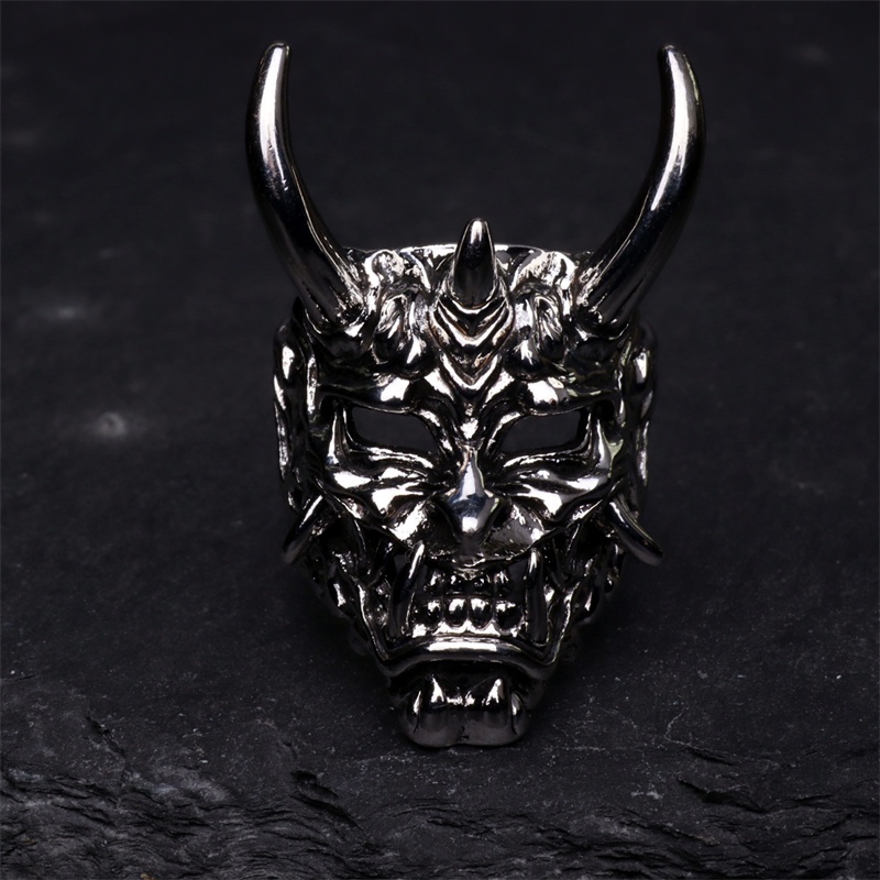 (COD) 2022 Cincin Desain Topeng Prajna Demon Gaya Punk Retro Gothic Rock Hip Hop Untuk Pria