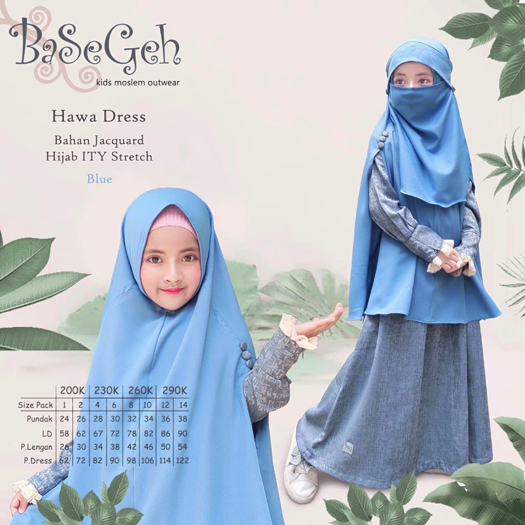 Hawa Blue Baju Muslim Gamis Anak Basegeh Hawa Dress