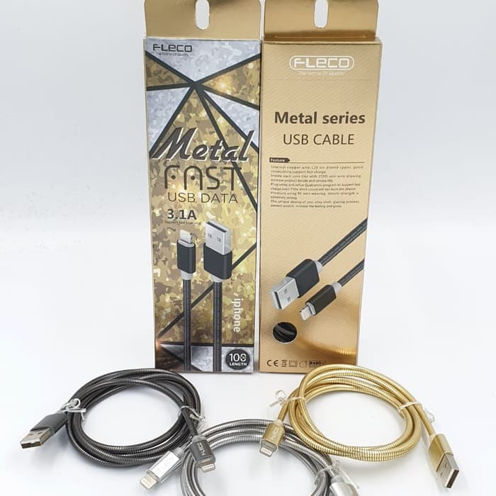 Termurah Kabel METAL SERIES FLECO IPHONE 7 LIGHTNING 100cm Surabaya