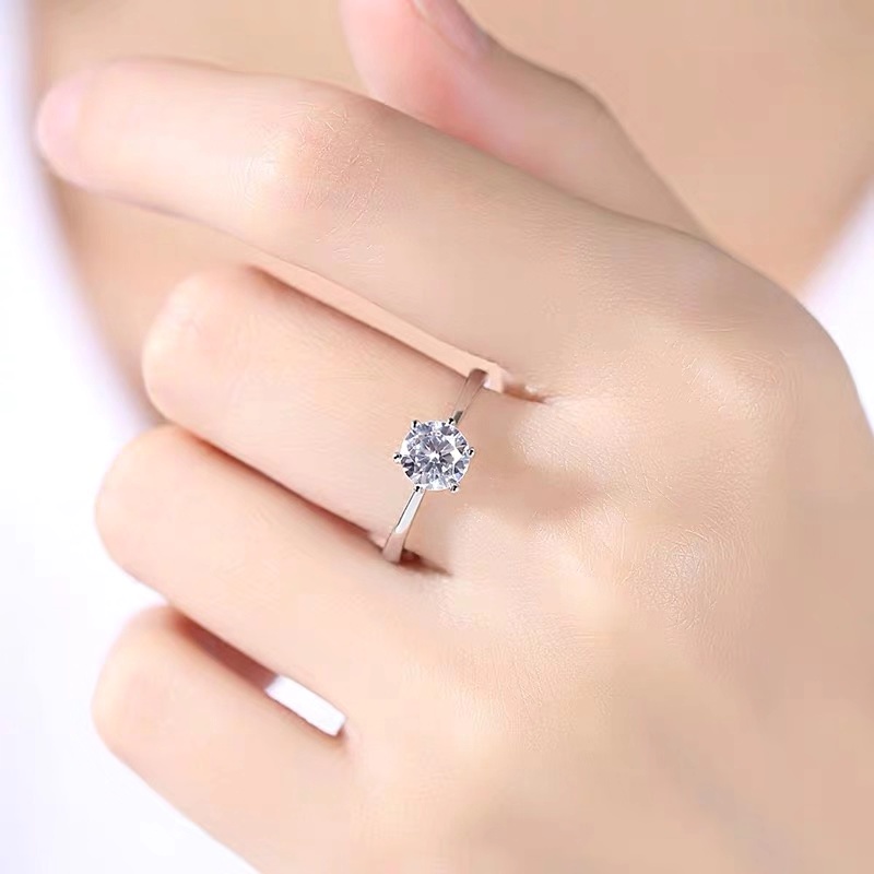 925 Cincin Perak Wanita Zirkon Dapat Disesuaikan Cincin Pernikahan