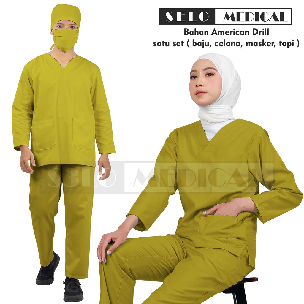 Baju OK Lengan Panjang  Terbaru Baju Jaga Baju Perawat Baju Dokter Baju Oka Bahan Cotton American Drill