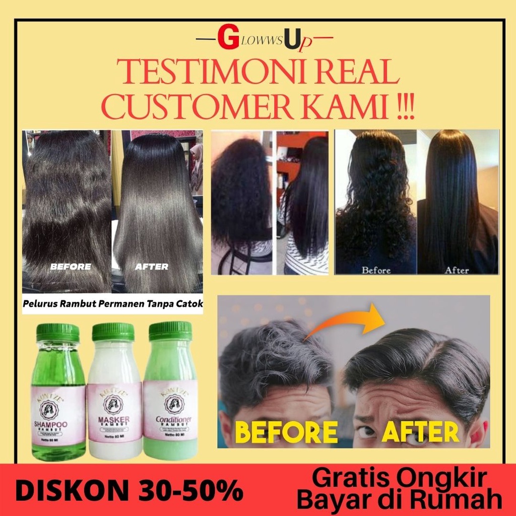 PELURUS RAMBUT PERMANEN KUNTZE PAKET SHAMPO PELURUS RAMBUT 3IN1 SHAMPOO CONDITIONER MASKER