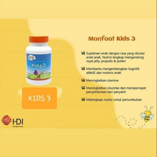 Hdi Kids Kids3 Tablet Kunyah Vitamin Nutrisi Perkembangan Otak Anak 60 Tablet Indonesia