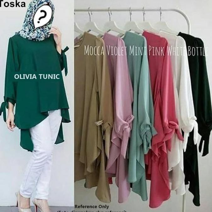 Bismillah . . . Baju Atasan Wanita Blouse Tunik Olivia Tunic Bahan Jersey Fit Xl - Black Terlaris