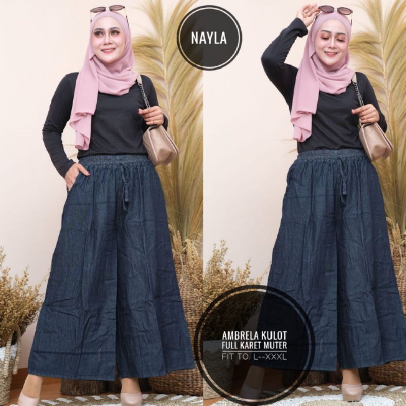 Kulot jeans jumbo hitam wanita mayung xxxl