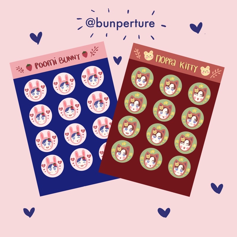 

KAOUP POOMIBUNNY / NOPPAKITTY Mini Emoji Sticker Sheet