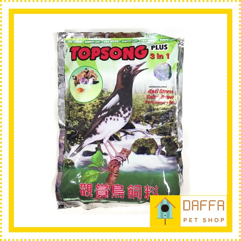 Topsong Plus 3 in 1 Rumput Laut - Pakan Burung Kicau - Anti Stres Extra Power