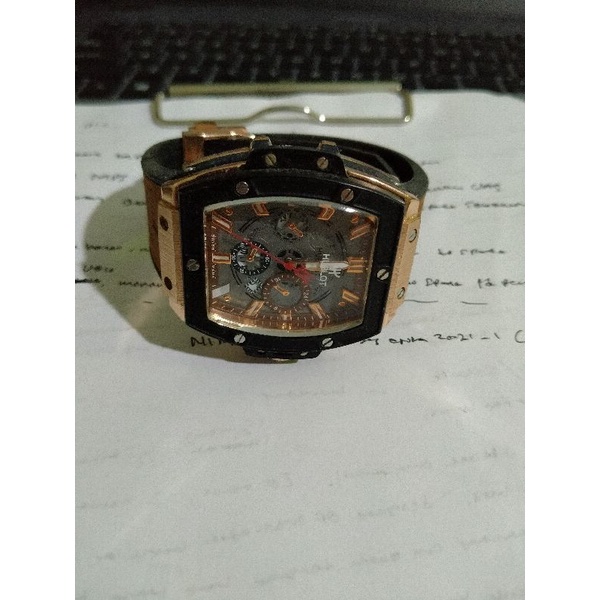 JAM TANGAN PRIA HUBLOT SPIRIT OF BIG BANG BLACK ON BROWN