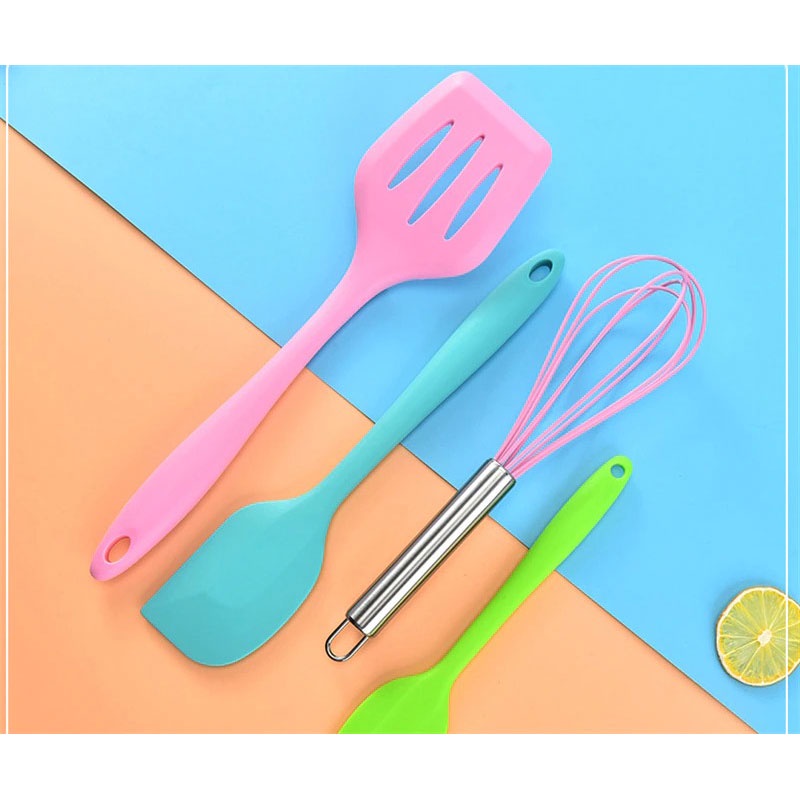 Set Spatula Silikon 5PCS-Hitam / Set Masak Dapur Kitchen Set Spatula Scraper Brush Silicone 5 PCS