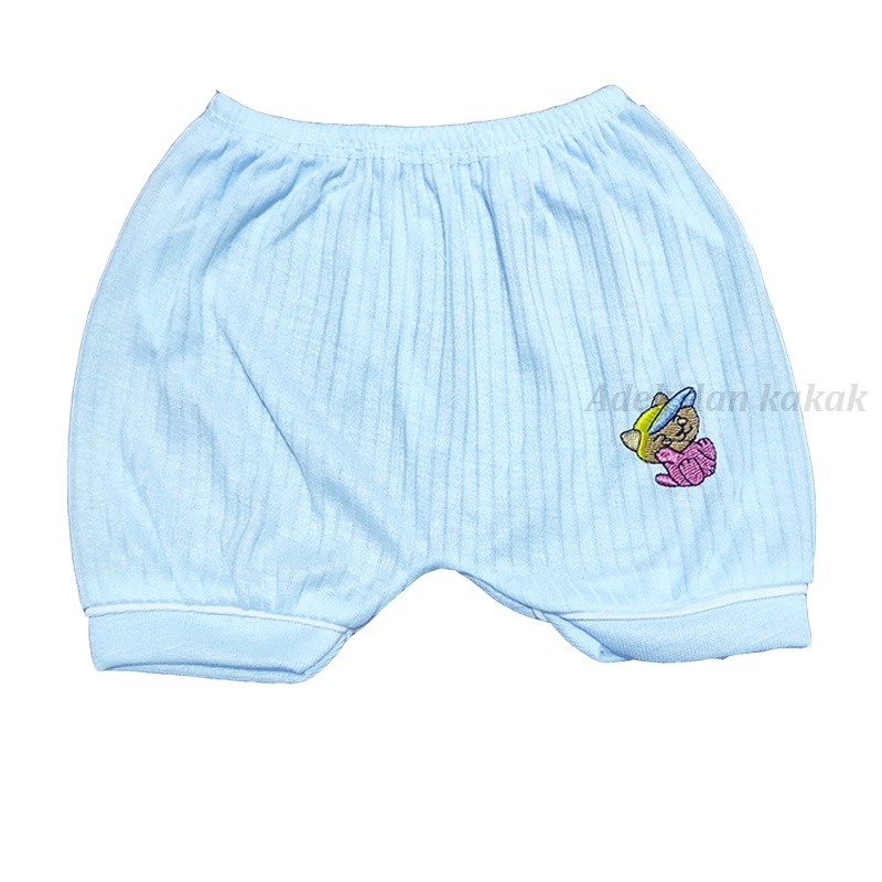 6 pcs celana pendek bayi bahan kaos salur (0-3 bulan)