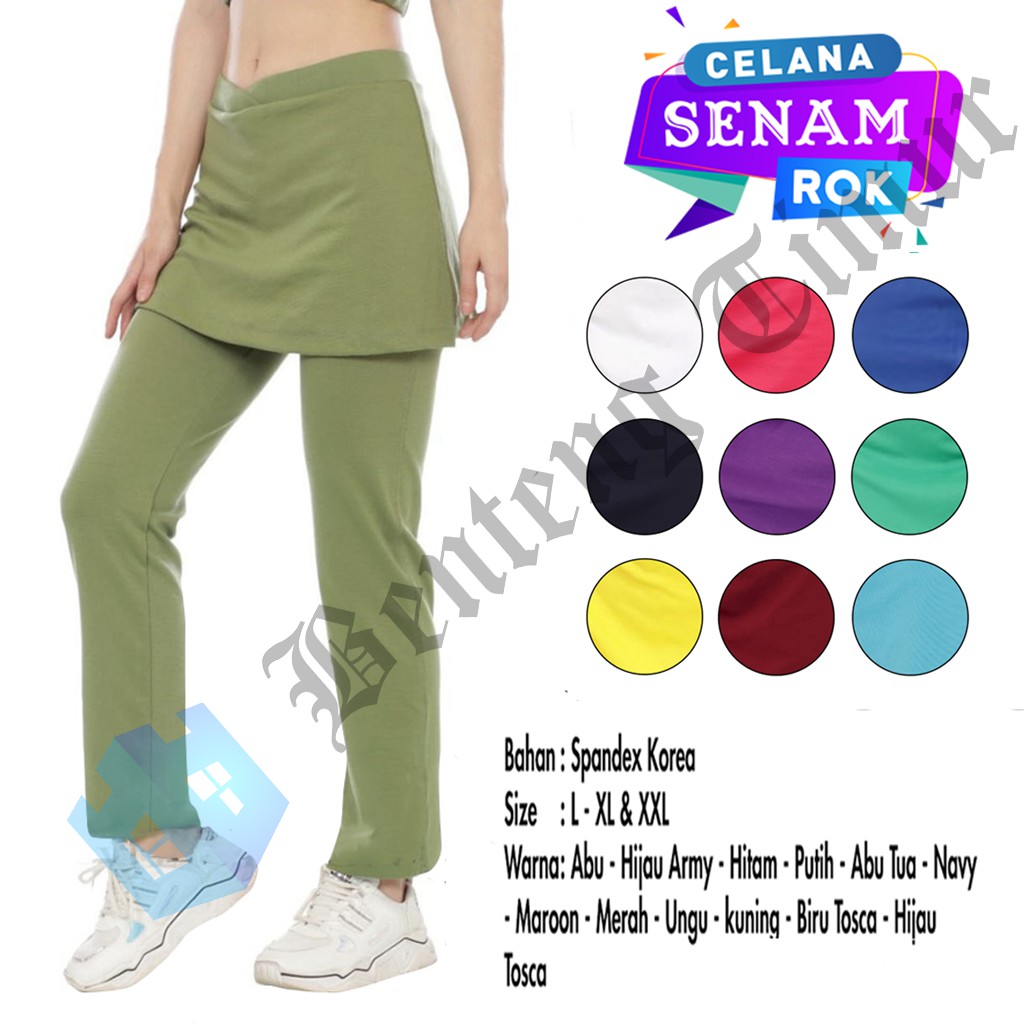 CELANA SENAM ROK LEGGING PANJANG WANITA OLAHRAGA ZUMBA HIJAU ARMY