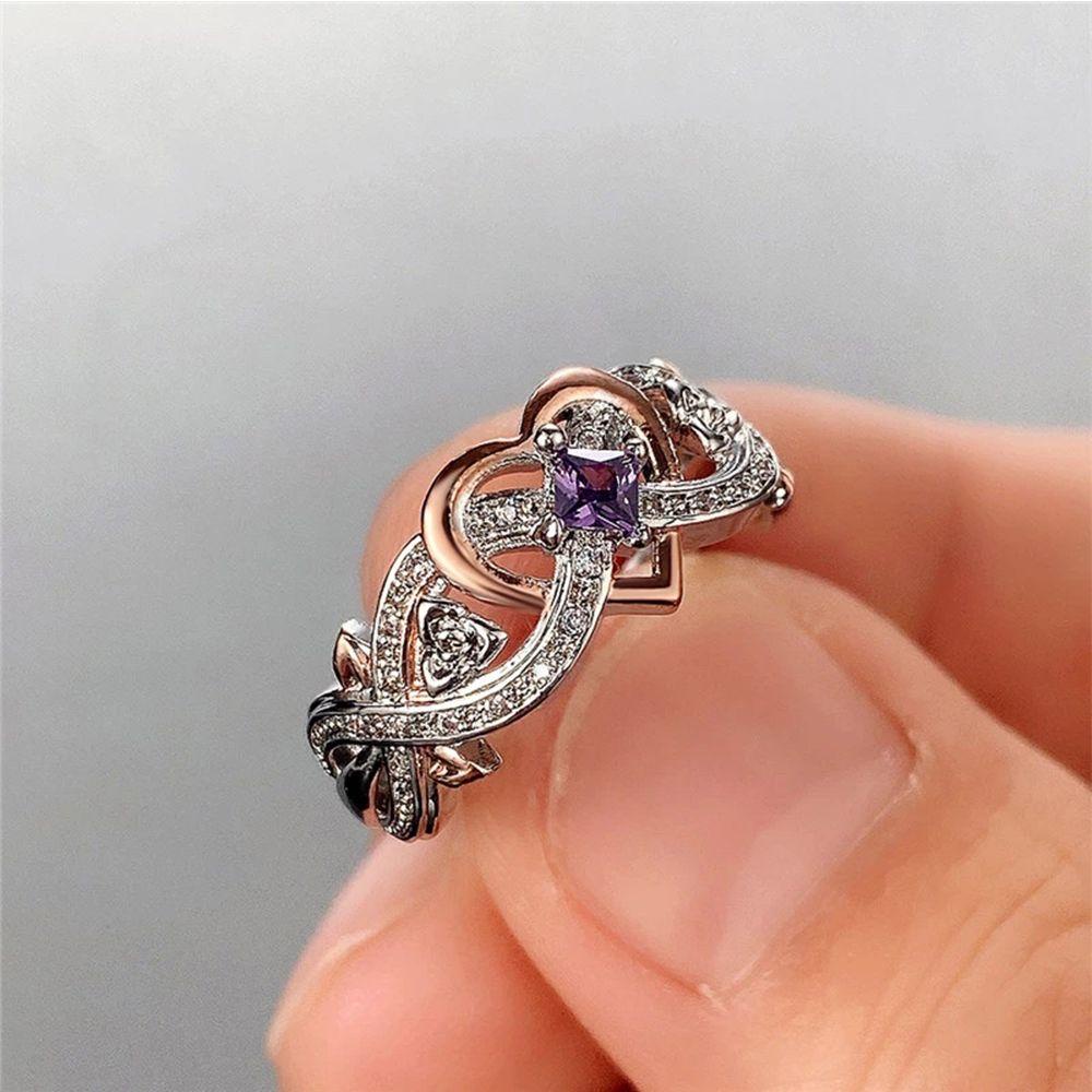 Lily Heart Ring Jewelry Cincin Cinta Desain Bunga Tunangan