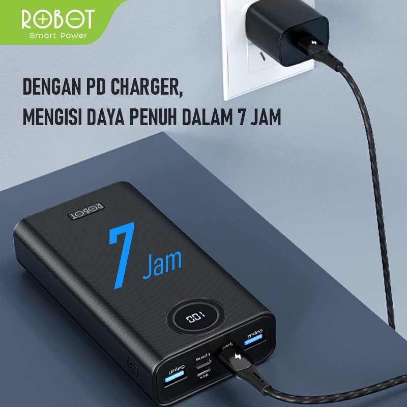 PowerBank ROBOT 20000mah RT23 Quick Charging Powerbank 3 Port Input &amp; Output Original Led Indicator - Garansi Resmi 1 Tahun