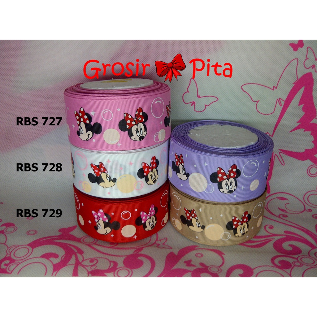 

(25 yard) Pita Grosgrain Motif Minnie Mouse RBS 727,728,729 | Toko Bahan Craft | Grosir Pita