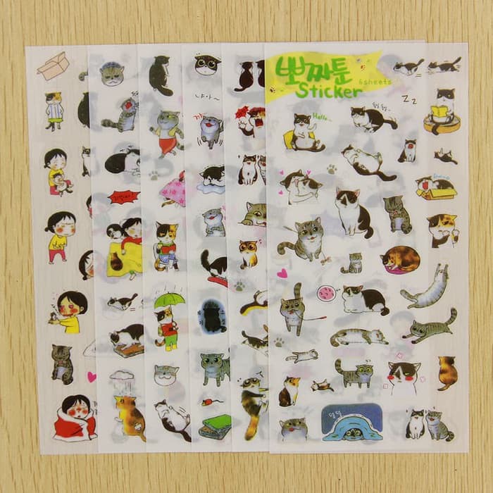 POZZATOON Diary Deco Sticker - Cute Cat &amp; Friends (6pcs)