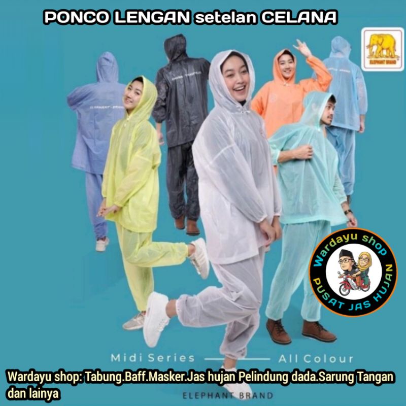 Jas Hujan Ponco MIDI Gajah Elephant Brand Baju Lengan Celana Terlaris Murah Pria Dewasa Wanita Remaja / Raincoat Kelelawar Setelan Mantel Terbaru Berkualitas harga grosir Awet