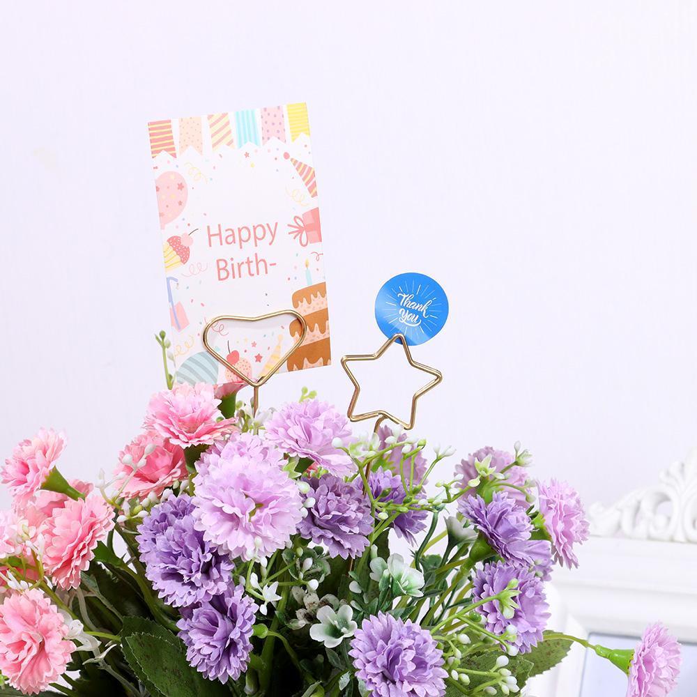 Top 10PCS Card Holder Stick Florist Bouquet Box Emas Pembungkus Perlengkapan Klip