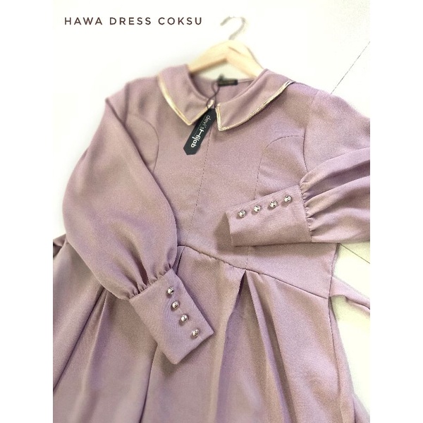 Hawa Dress gamis Premium design lengan balon realpict-4