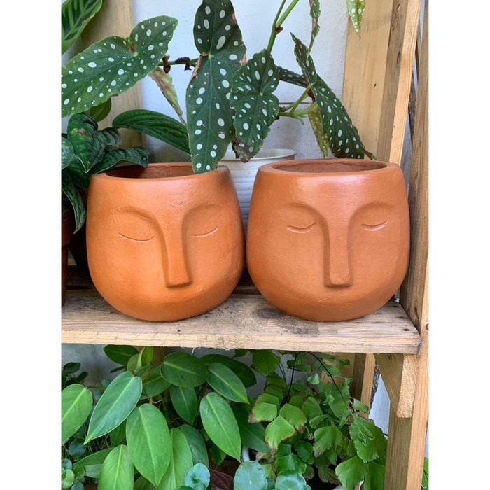 Pot Terracota Wajah Jaming // Pot Terracota // Pot Terakota / Pot Tanah Liat // Pot Gerabah