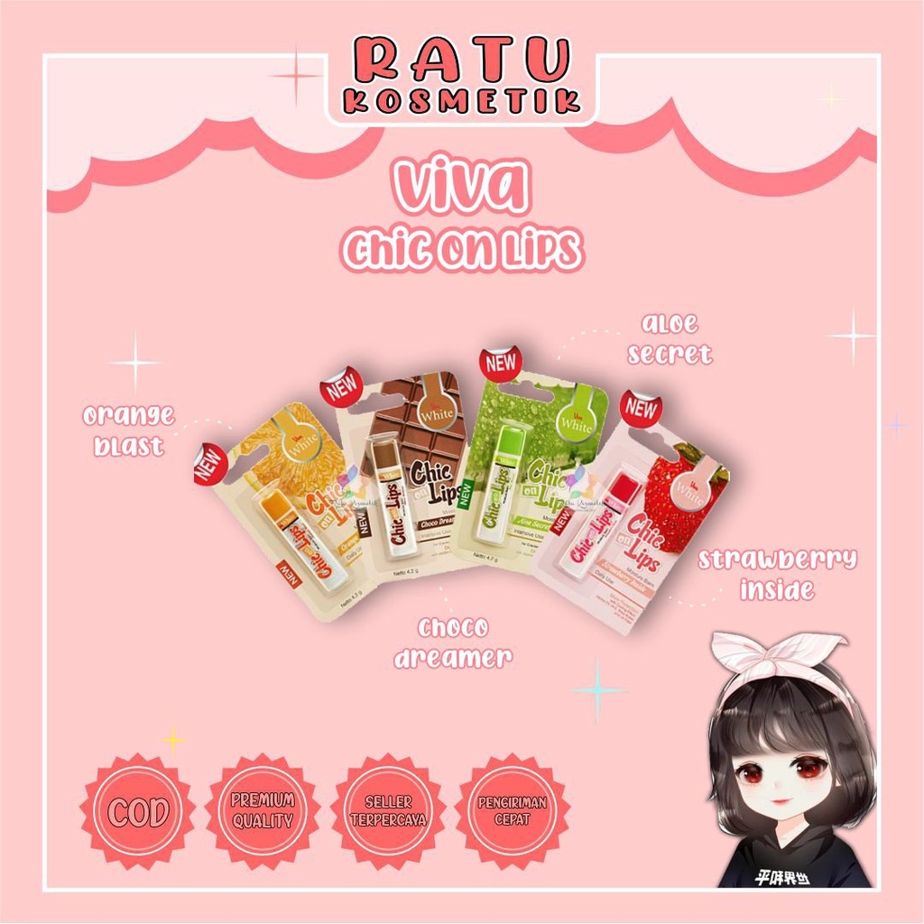 ❤ RATU ❤ Viva Chic On Lips | Lip Balm | Pelembab Bibir Moisture Jojoba Oil Aloe Vit E 4.2g (✔️BPOM)