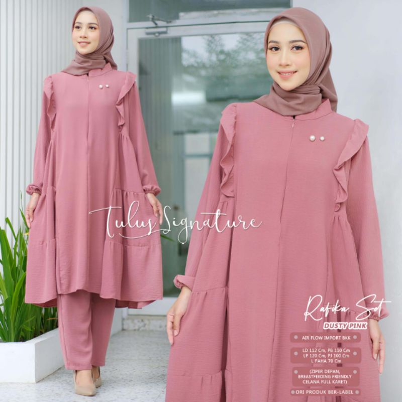 RAFIKA SET BY TULUS SIGNATURE / ONE SET WANITA MUSLIMAH / Setelan baju wanita airflow import