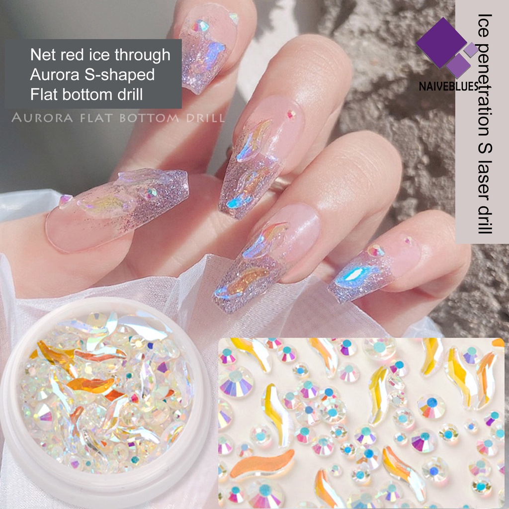 Naiveblue Berlian Imitasi Bentuk Asimetris Untuk Dekorasi Nail Art / Manicure DIY