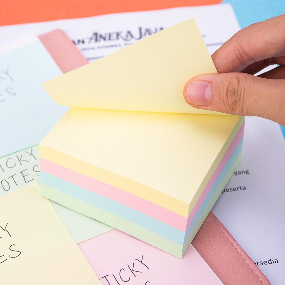 

【Bayar di Tempat】 Deli Memo tempel - Note Pad 3''x3" 4 Warna 100 sheet perekat yang kuat dan tahan