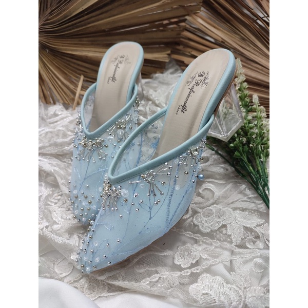 sepatu wanita rullye babyblue 7cm kaca