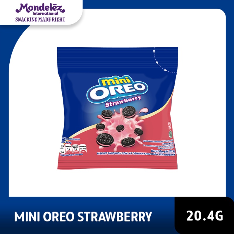 Mini Oreo Biskuit Strawberry Pcs 20.4g Untuk Traveling