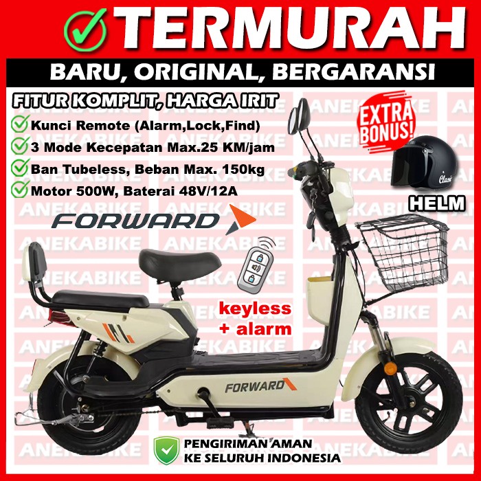 Sepeda Listrik FORWARD Garansi Resmi + Bonus Helm, Sepeda Listrik Murah, Sepeda Listrik E-Bike 500 W