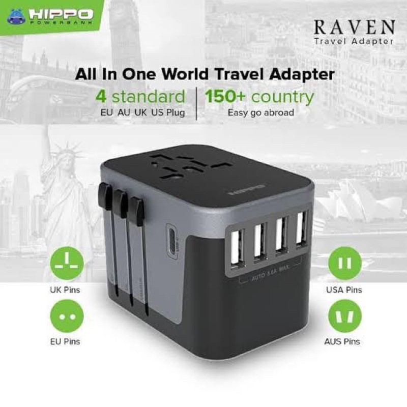 Hippo Adaptor Raven 4USB A+1USB Pouch