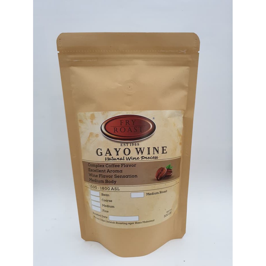 

KOPI ARABICA GAYO NATURAL WINE PROCESS 500 GR BIJI/BUBUK - kkp029
