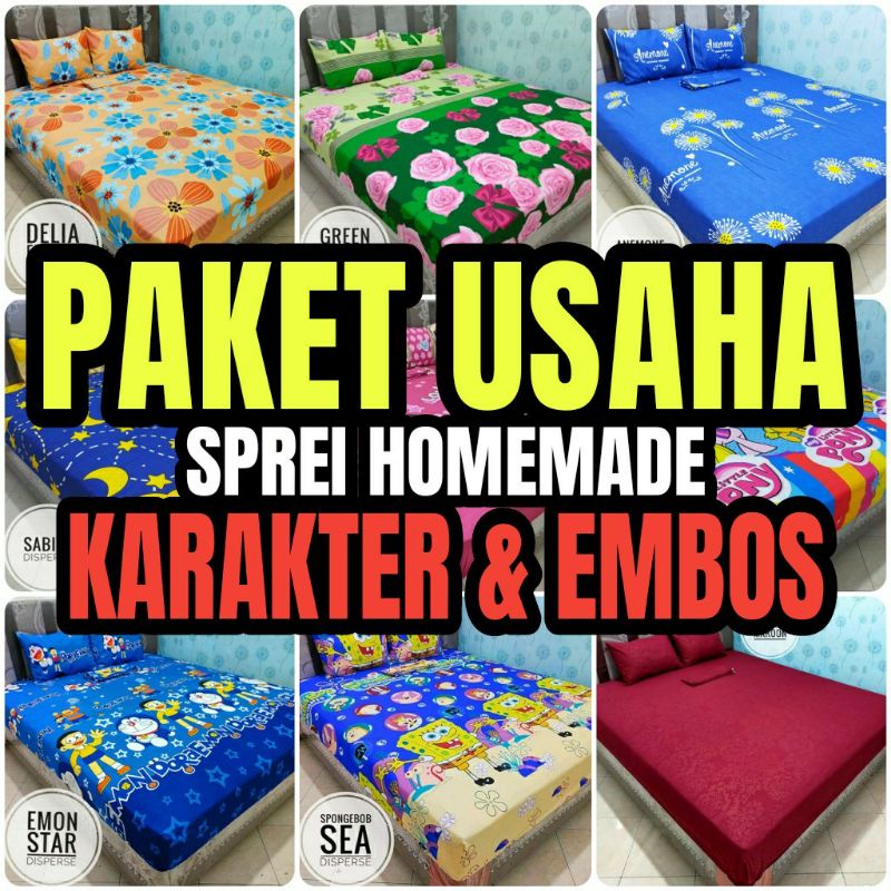 Paket Usaha Sprei homemade Seprai murah isi 10 Motif Bisa Request