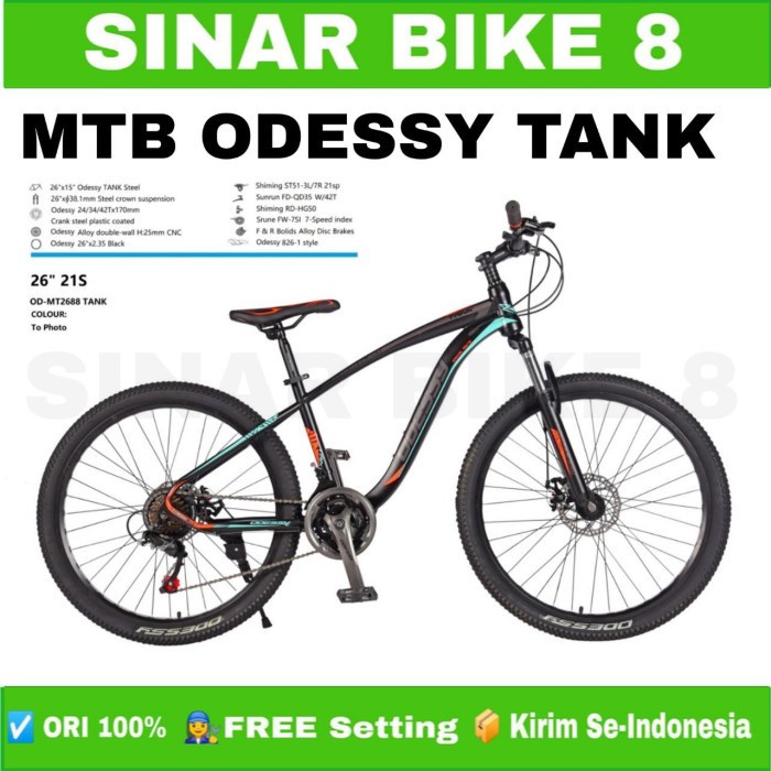 Sepeda Gunung MTB Ukuran 26 Inch ODESSY TANK MT2788 21 Speed