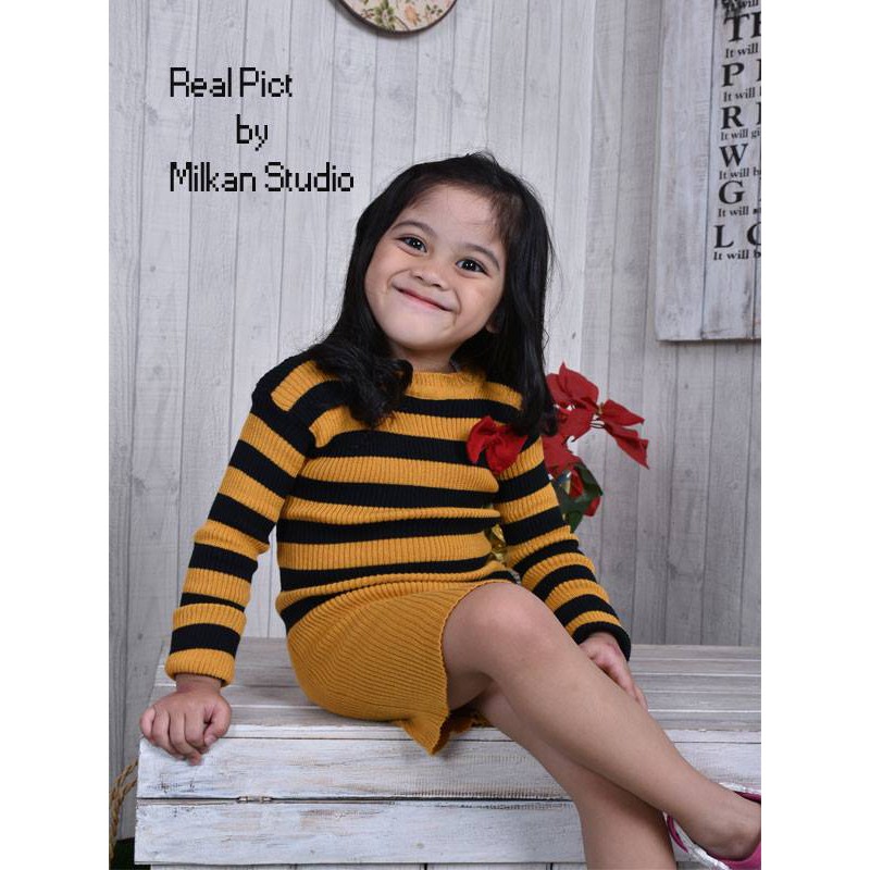 Promo Baju Anak Perempuan Dress Rajut Tebal KIDS RIBBON