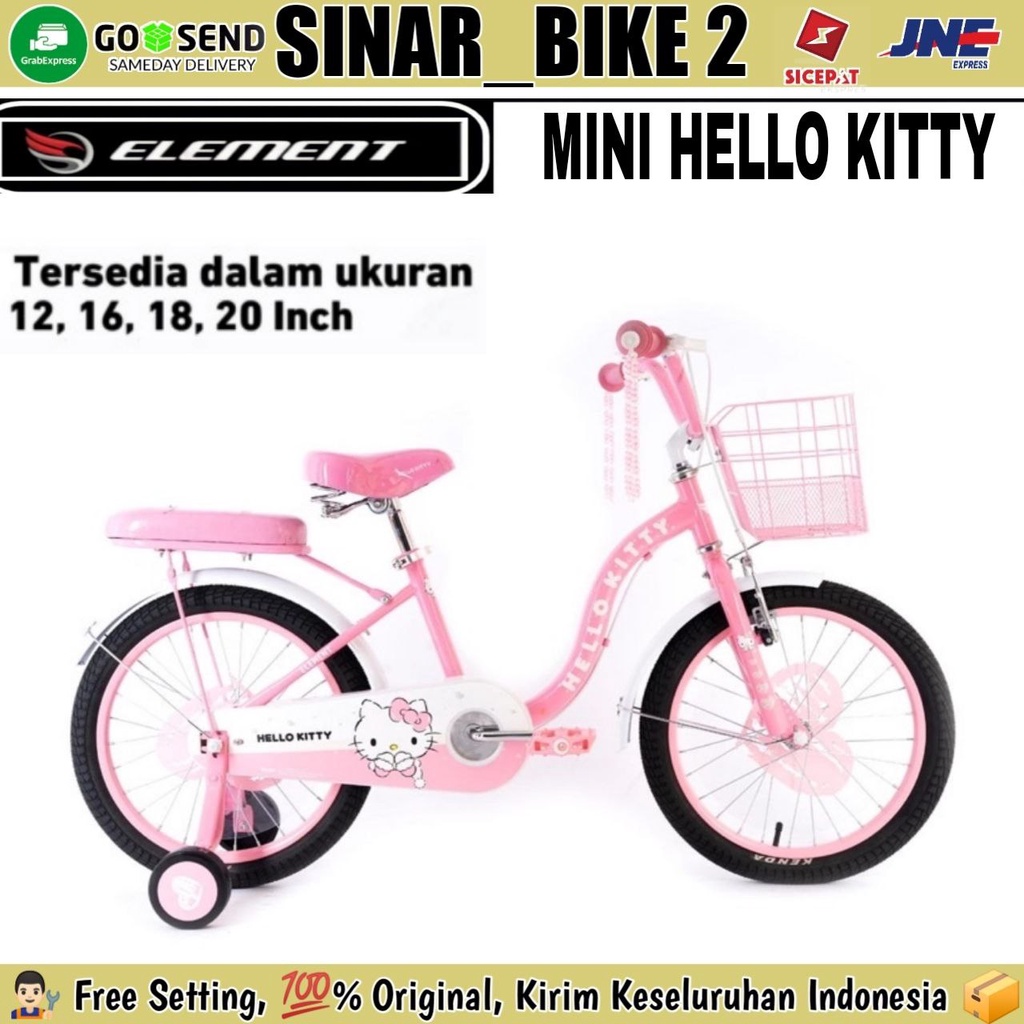 Sepeda Mini Keranjang Anak Perempuan 12,16,18 &amp; 20 Inch ELEMENT HELLO KITTY