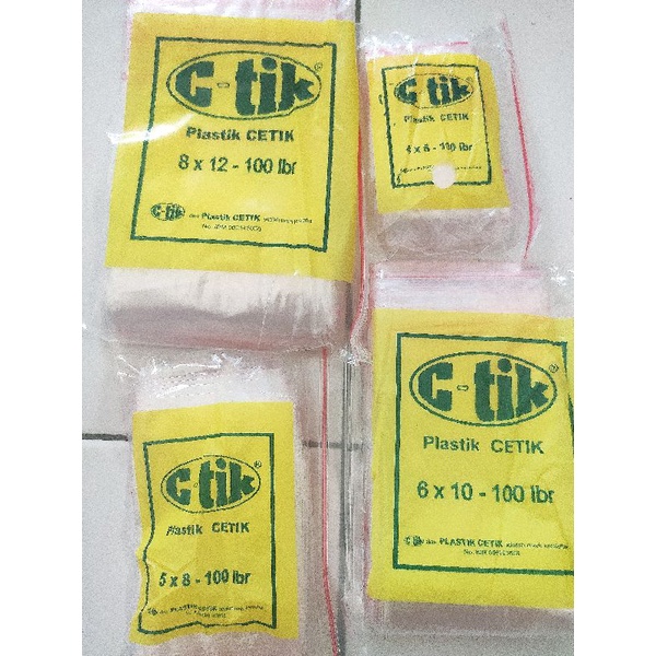 Plastik Klip Ziplock Resleting Cetik C-tik 4x6 5x8 6x10 8x12 10x15 isi 100 lembar