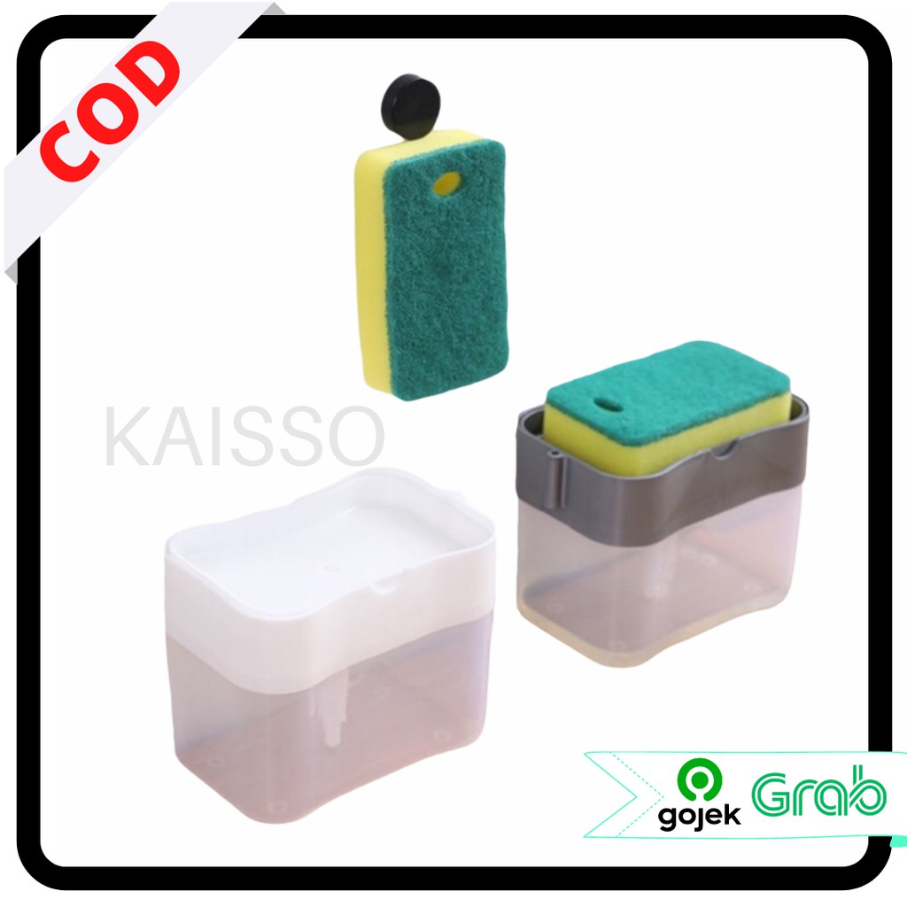 KAISSO - DISPENSER TEMPAT SABUN CUCI PIRING OTOMATIS DENGAN SPONS / SOAP DISPENSER