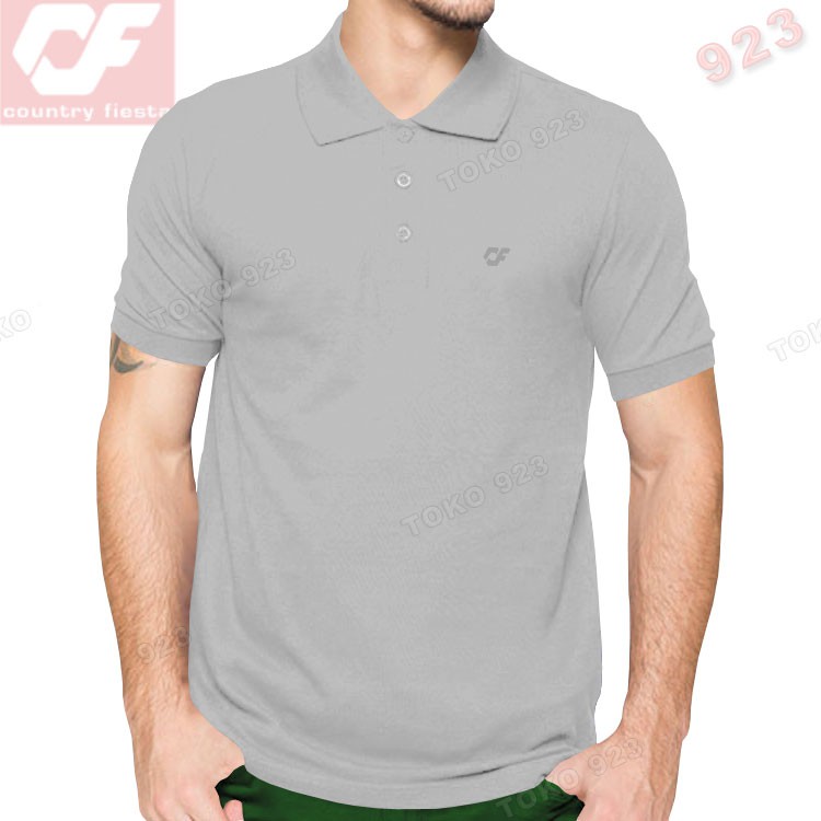 Kaos PoloShirt P2 13 Polos COUNTRY FIESTA Abu Muda Pria Original